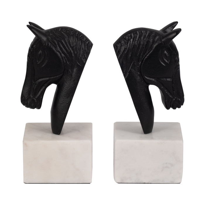 Horse Head Bookends (Set of 2) - White / Black