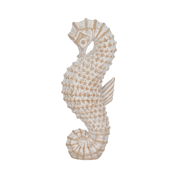 12" Resin Wicker Seahorse - White