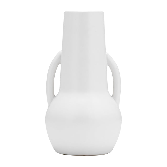 Ceramic 8" Vase With Handles - White