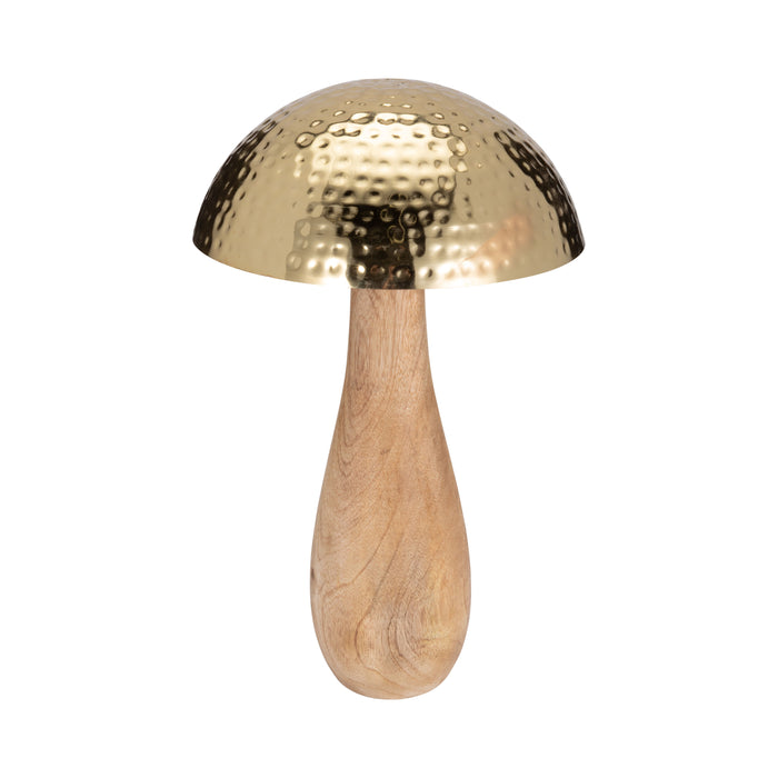 20" Mushroom With Wood Base - Gold