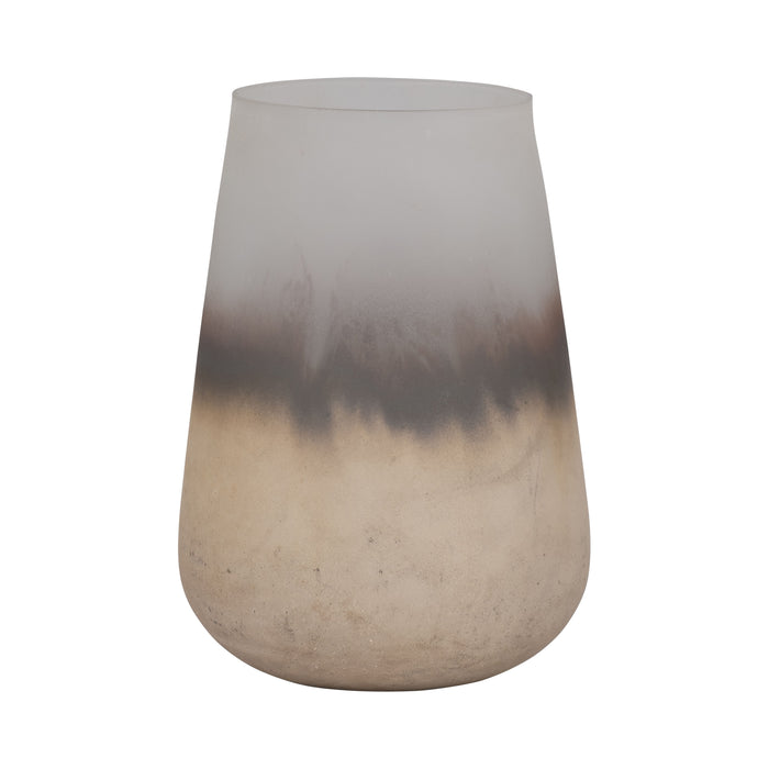 Glass 9" Antiqued Finish Vase - Ivory
