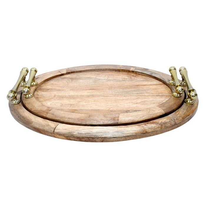 25 / 29" Cylde Wood Trays (Set of 2) - Natural