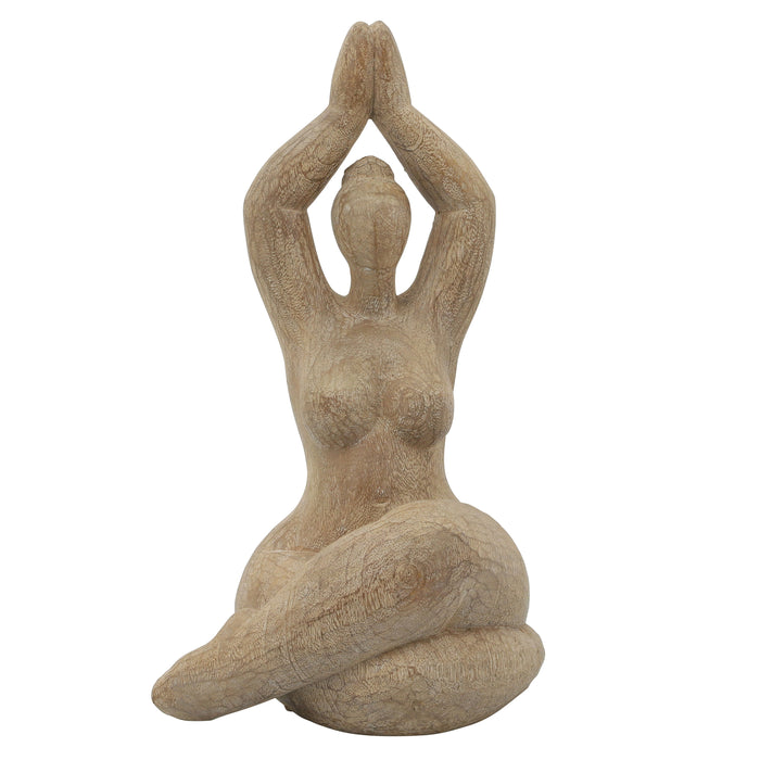 Resin Namaste Female Yoga Figurine 11" - Brown