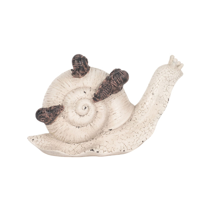 9" Mother & Baby Snails - White / Brown