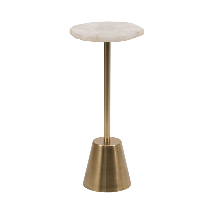 Agate Top Rough Edge Accent Table - White / Gold