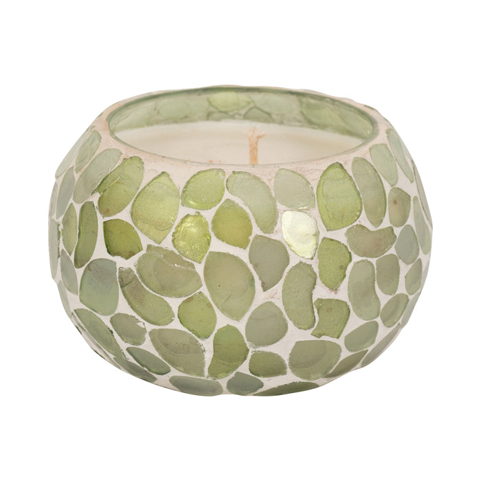 4" - 10 Oz Mosaic Scented Candle - Light Green