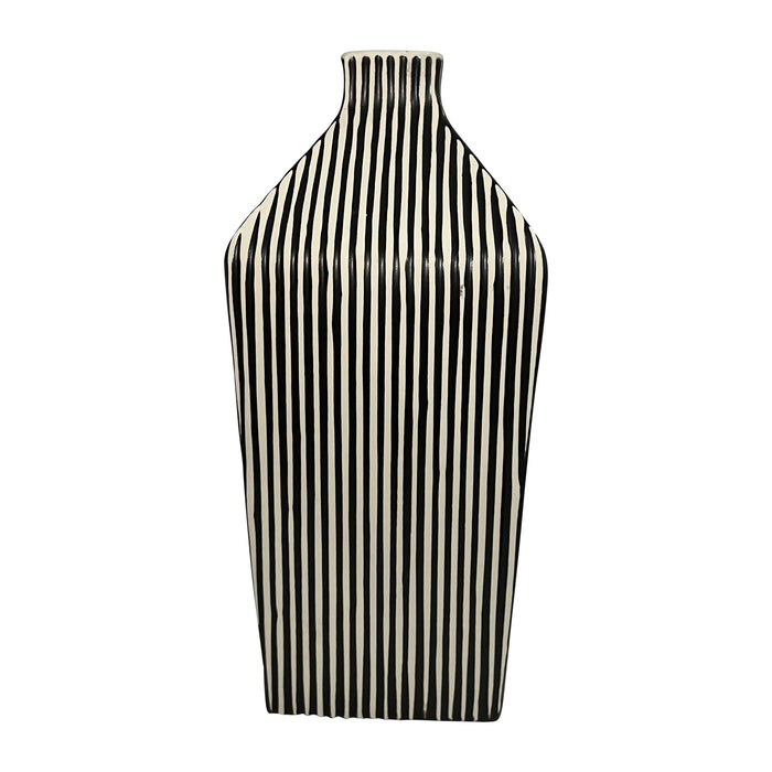 11" Lines Square Vase - Black / White