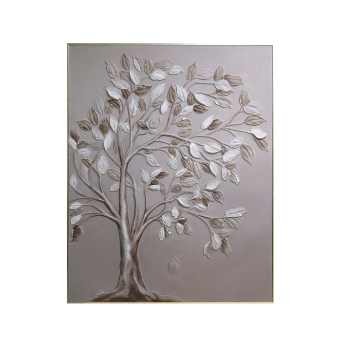 47" x 59" Tangra Tree Dimensional Plaster Wall Art - Tan