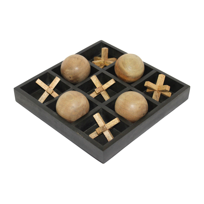 Wood 10X10 Tic Tac Toe Board Game - Black