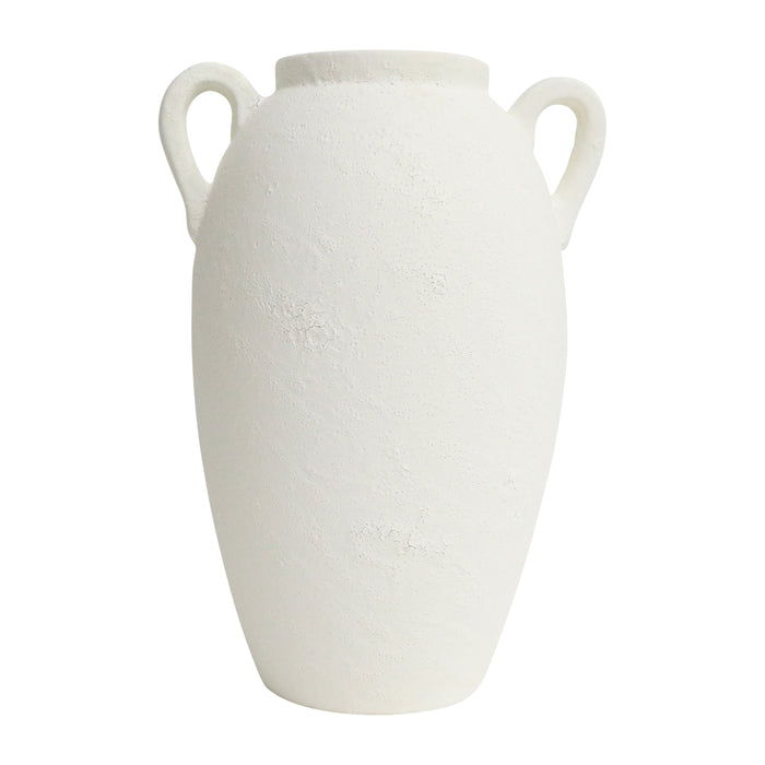 13" Textured Jug With Handles - White