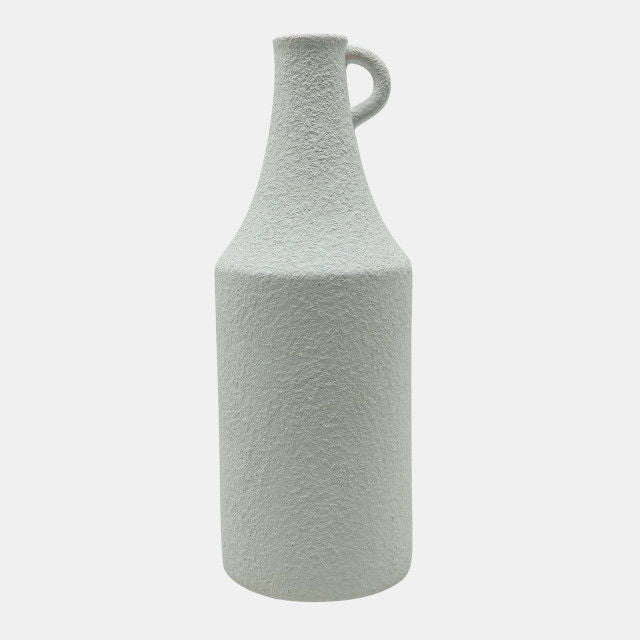 12" Rough Texture Bottle Vase - White