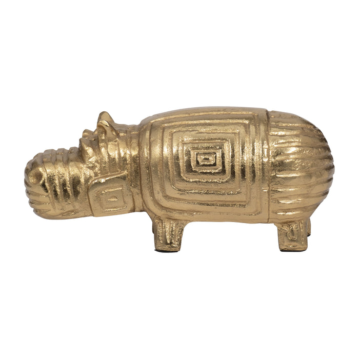 Metal 9" Funky Hippo - Gold