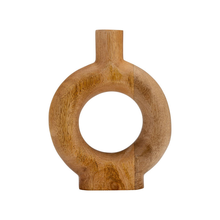 Wood Donut Shaped Vase 10" - Brown