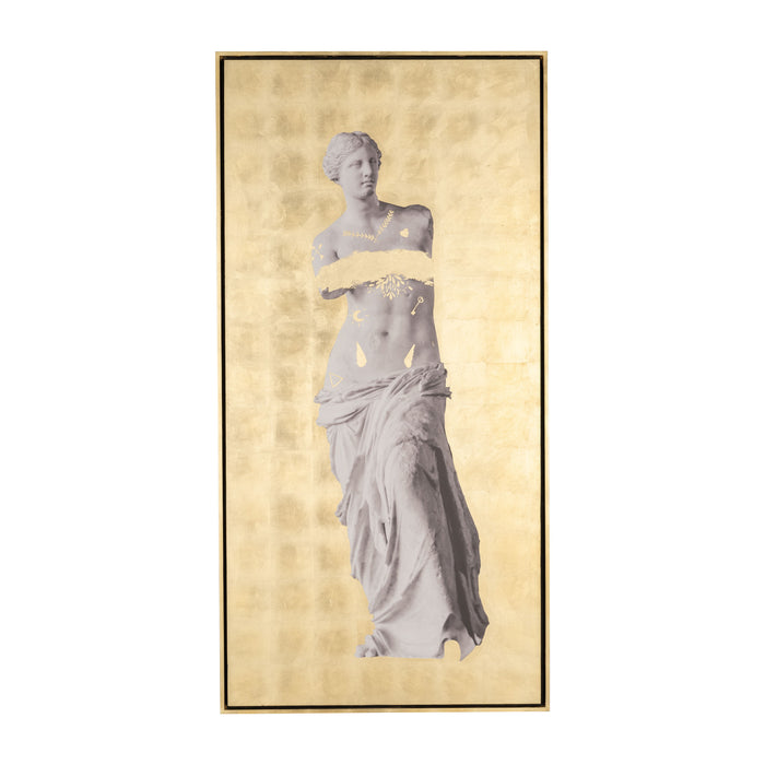 Hand Painted Venus In Gold 47X94 - White