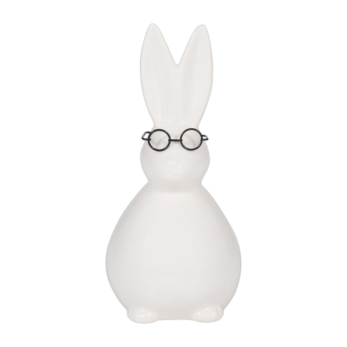 Ceramic Rabbit With Glasses 7" - Ivory