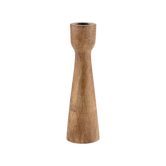 Wood Candle Holder 10" - Brown