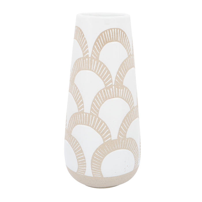 Ceramic Aztec Vase 15" - White