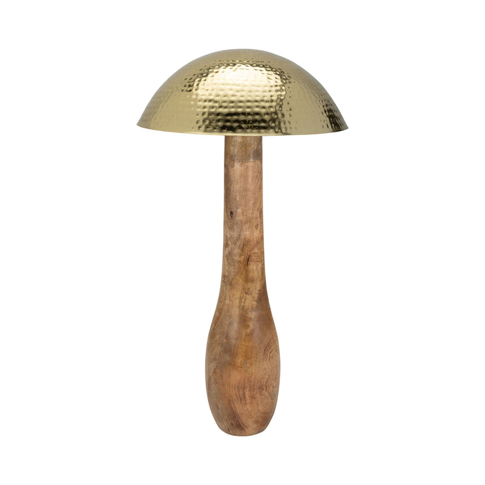 28" Mushroom With Wood Base - Gold
