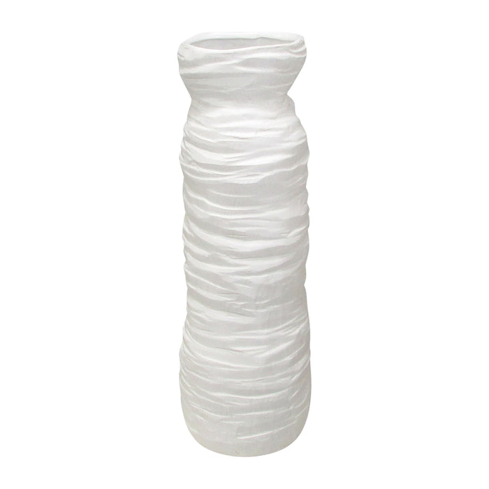 19" Horizontal Ribbed Matte Vase - Ivory