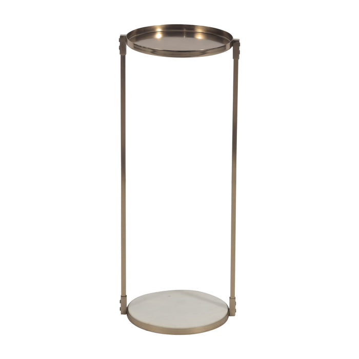 Metal 22" Side Table Marble Bottom - Gold