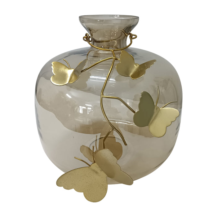 Vase With Butterfly Garland - Gold