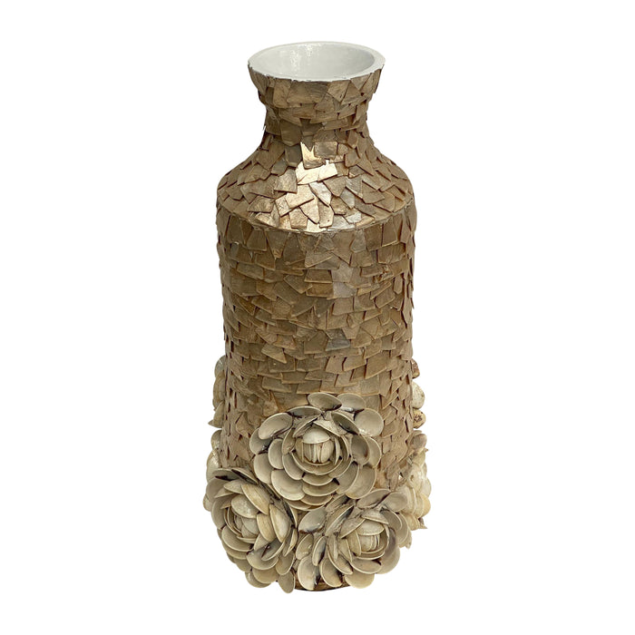 21" Decorative Shell Rose Vase - Natural