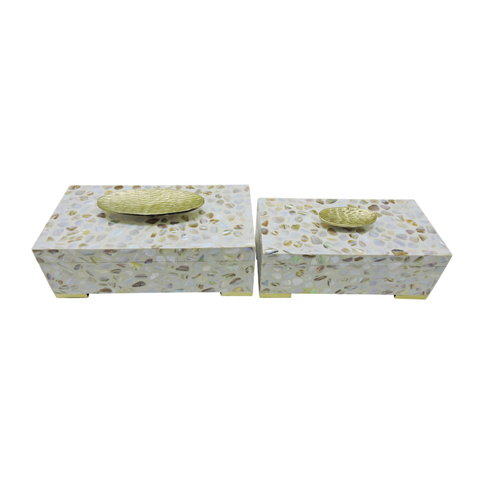 12 / 14" Allerd Mother & Pearl Boxes (Set of 2) - White