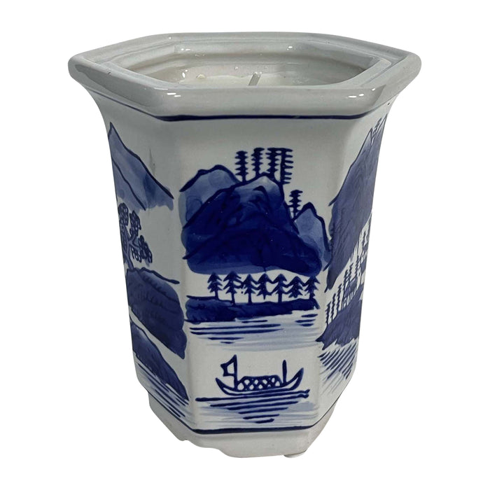 4" 5 Oz Chinoiserie Candle - Blue/White