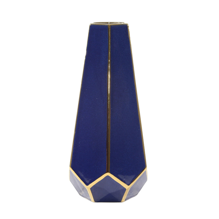 Faceted Vase - Blue / Gold