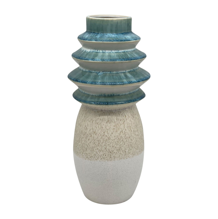 15" Fluted Top Vase Reactive Finish - Multi