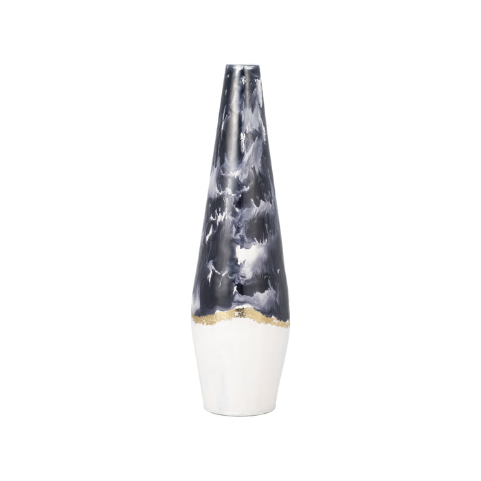 20" Neptune Floor Vase - Ivory / Navy