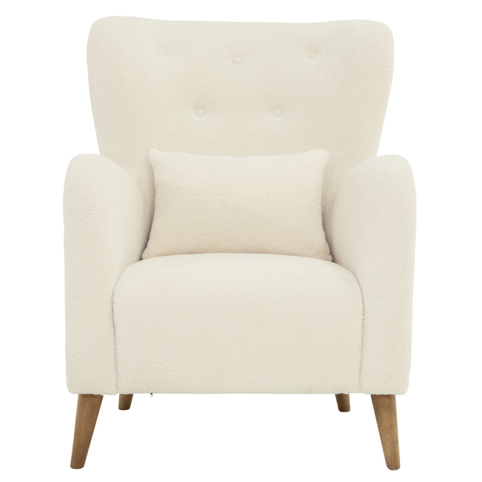 Wood Winged Arm Chair - Ivory