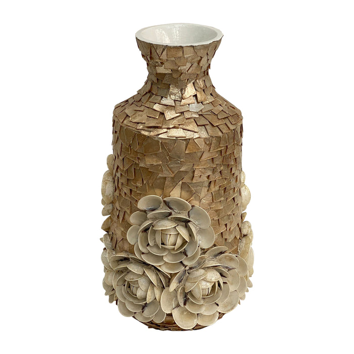 17" Decorative Shell Rose Vase - Natural