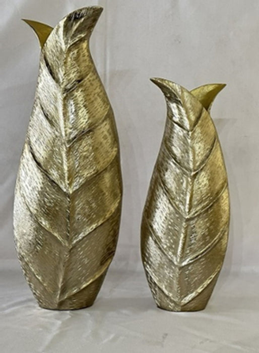16 / 21" Fauna Leaf Vases (Set of 2) - Champagne