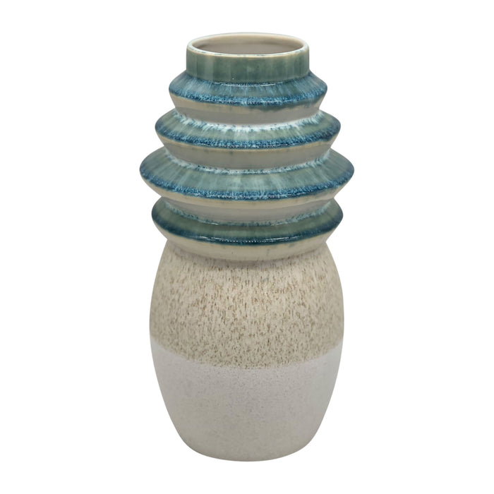 12" Fluted Top Vase Reactive Finish - Multi