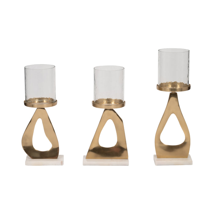 13 / 13 / 15" Provence Candle Holders (Set of 3) - Gold