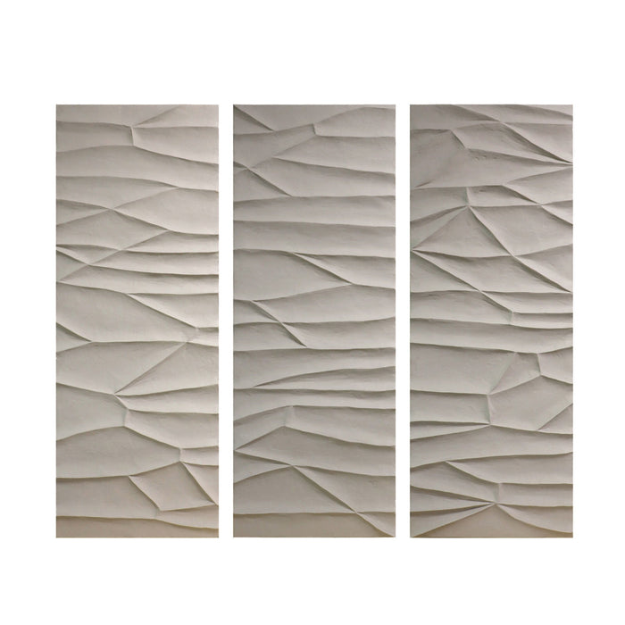 24" x 63" Chinati Dimensional Plaster Art (Set of 3) - Ivory / Beige