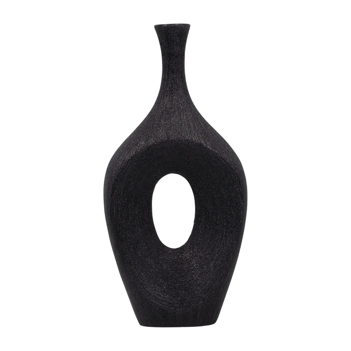 19" Beaded Open Cut Vase - Black