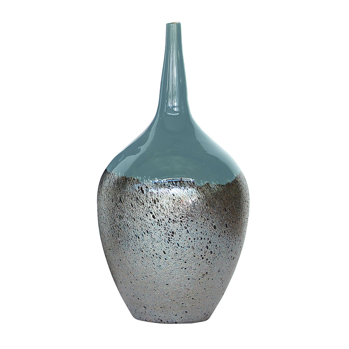 13" 2 Tone Metallic Vase - Sea Green