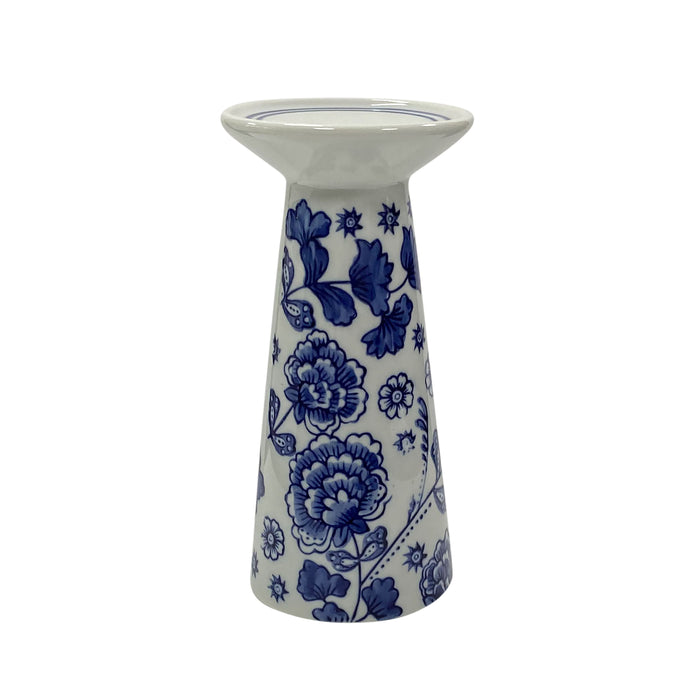 8" Chinoiserie Floral Candle Holder - Blue / White