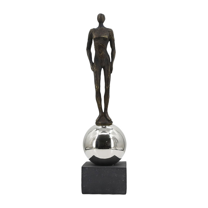 22" Augusta Male Statuary With Steel Sphere - Bronze