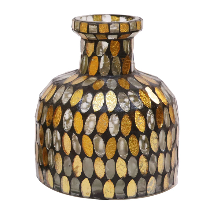 Glass 5" Mosaic Vase - Copper