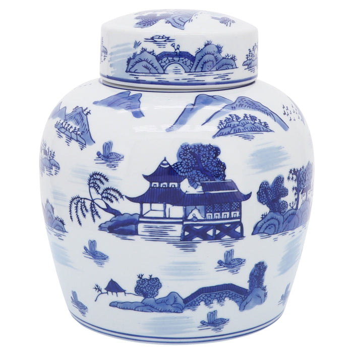 9" Rounded Jar With Lid - Blue
