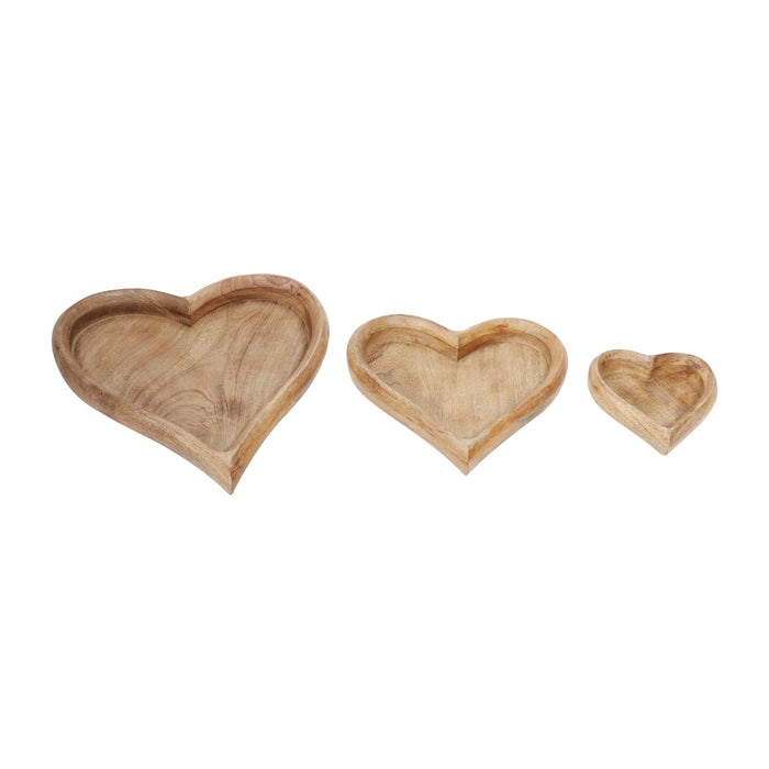 7 / 11 / 14" Heart Trays (Set of 3) - Natural
