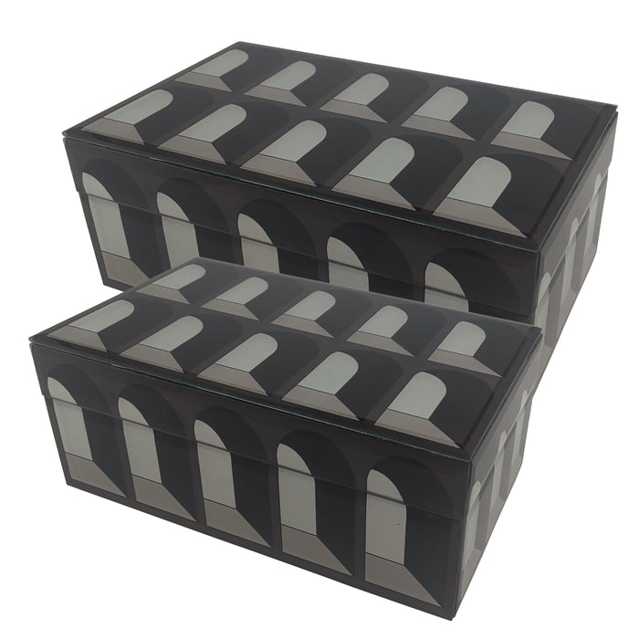8 / 11" Arch Doorway Boxes (Set of 2) - Black / White