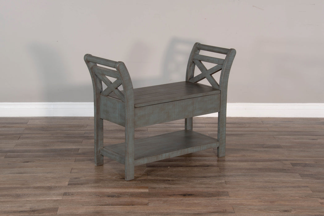 Ranch House - Accent Bench With Storage - Dark Gray / Blue