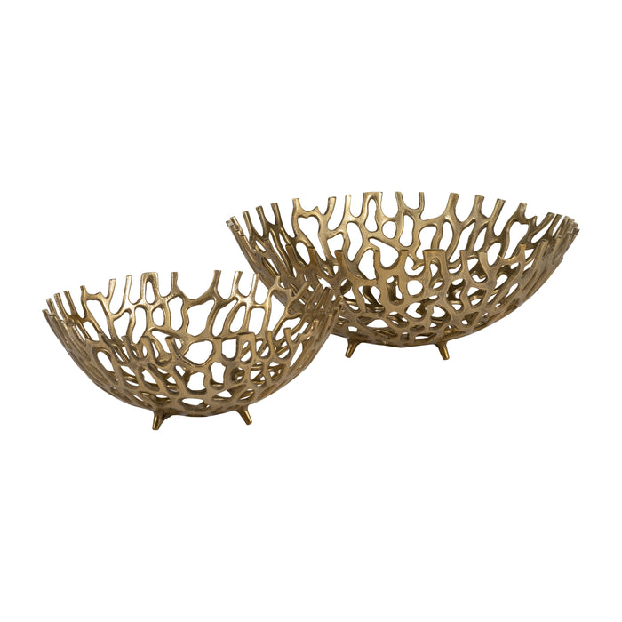 Metal Cut-Out Trays 14/16" (Set of 2) - Gold