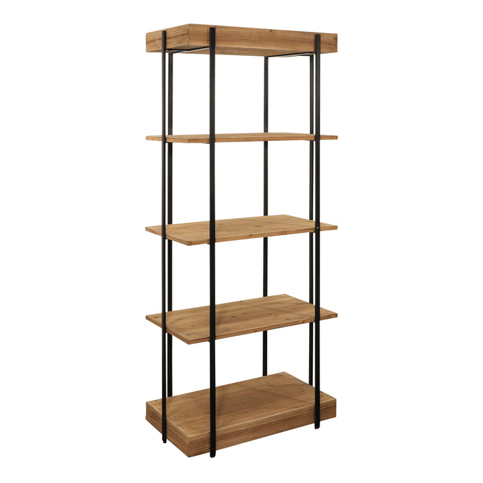 Wood / Metal 5-Layered Shelf 68" - Brown / Black