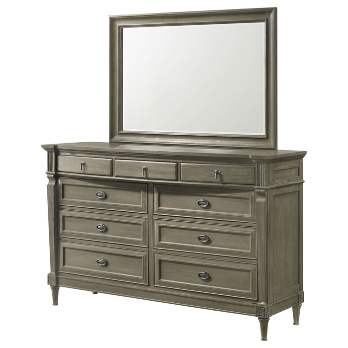 Alderwood - 9 Drawer Dresser With Mirror - French Grey