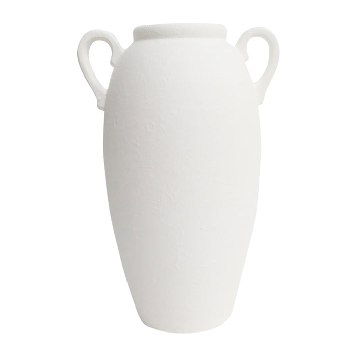 16" Textured Jug With Handles - White